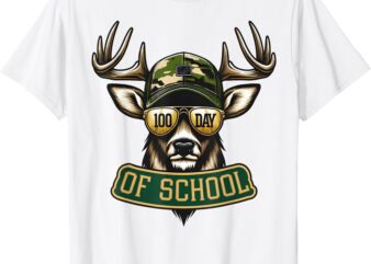 Bucked’ 100 Days Of School Deer Student Boys Girls 100th Day T-Shirt