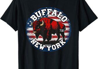 Buffalo New York 716 Area Code Bison WNY BFLO Pride T-Shirt