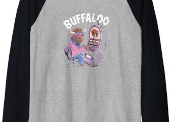 Buffalooooo Slot Machine Casino Buffalo Raglan Baseball Tee