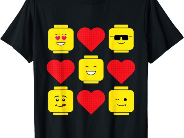 Building bricks valentine hearts blocks t-shirt