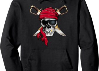 CONTRABAND – Pirate – Red Bandana – Skull and Swords Logo Pullover Hoodie