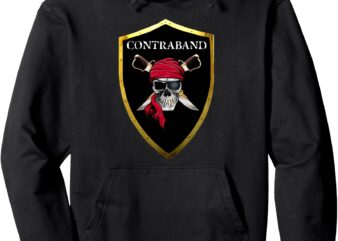 CONTRABAND – Pirate – Skull and Swords – Shield Logo Pullover Hoodie