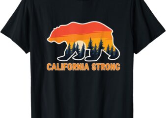 California Strong Grizzly Bear Sunset Vintage T-Shirt