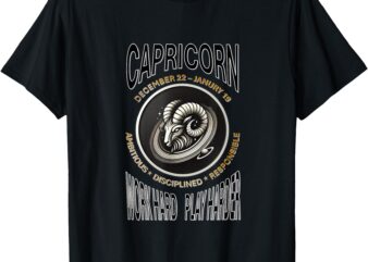 Capricorn Zodiac–Ambitious Disciplined–Work Hard Play Harder T-Shirt