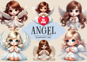 Cartoon cute angel. Clipart, PNG.