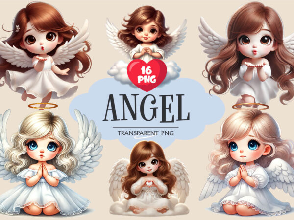 Cartoon cute angel. clipart, png. t shirt vector file