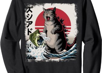 Catzilla Cat Japanese Art Funny Cat For Men Women Kid Sweatshirt