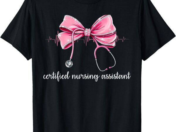 Certified nursing assistant cna stethoscope coquette bow t-shirt