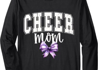 Cheer MOM Coquette Purple Bow Cheerleader Long Sleeve T-Shirt