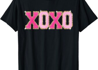 Chenille Patch Sparkling XOXO Valentines Day Heart Love Gift T-Shirt