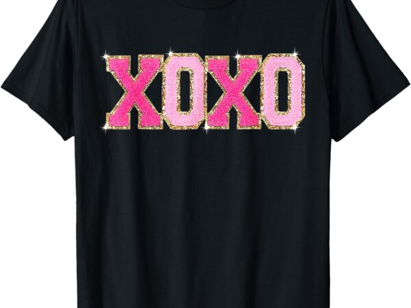 Chenille patch sparkling xoxo valentines day heart love gift t-shirt