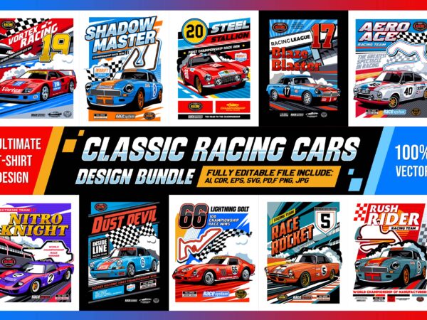 Classic racing cars design bundle