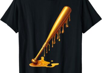 Cool Dripping Honey Baseball Bat Drip Youth Boys Men Teen T-Shirt