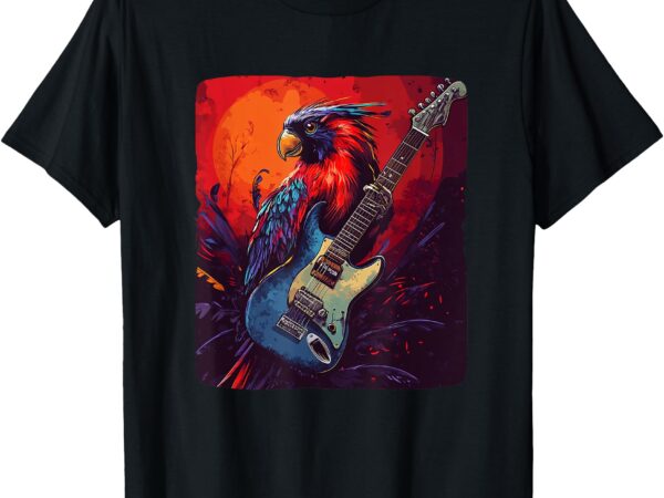 Cool electric guitar bird for trendy rock vibes t-shirt