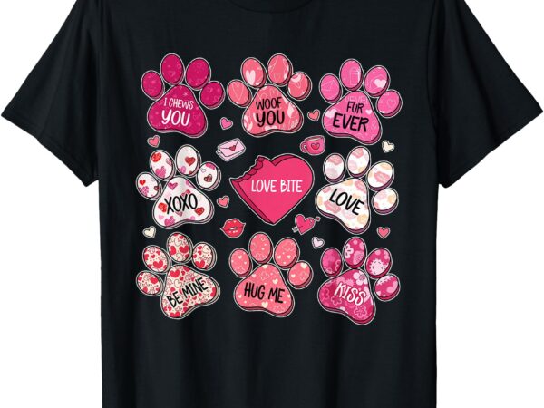 Coquette bow dog paw print heart valentine dog mom dog lover t-shirt