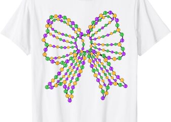 Coquette Bow Mardi Gras Festival Fleur De Lis Carnival Beads T-Shirt