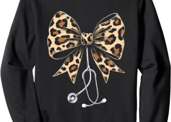 Coquette Nurse Leopard Stethoscope Bow Cute Doctor Ribbon Sweatshirt