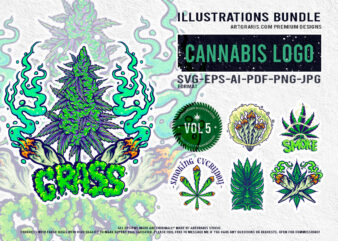 Cheerful Collection of Cannabis Cigarette and Leaf Illustrations