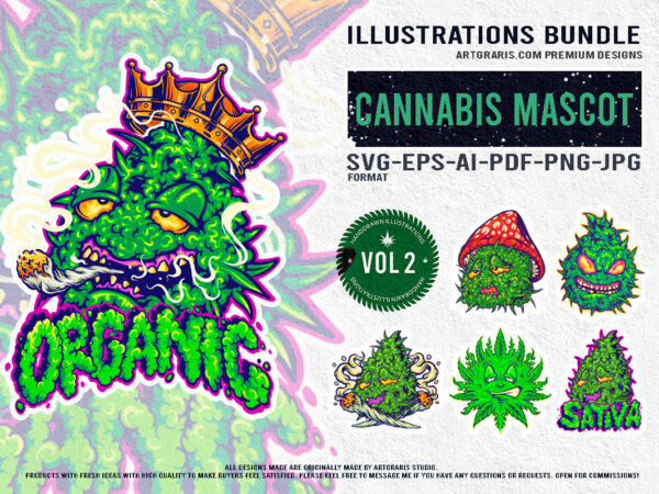 Cannabis high character funny collection t shirt vector file