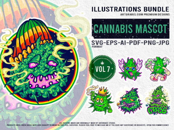 High spirits whimsical weed art bundle illustrations graphic t shirt