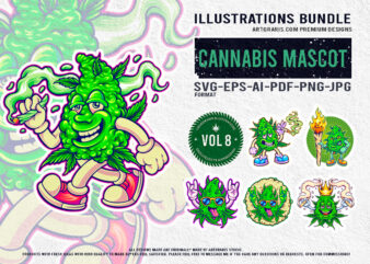 Green Gang Cannabis Character Fun Illustrations