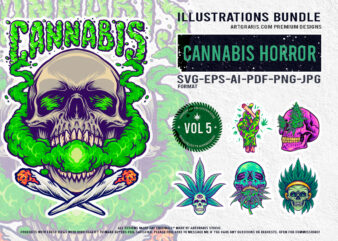 Cannabis Inspired Skull Halloween Bundle Design Illustration