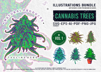 Cannabis Plants Flora Vibrant Illustrations Pack