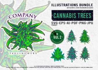 Cannabis Trees Collection Illustrations Natural Products