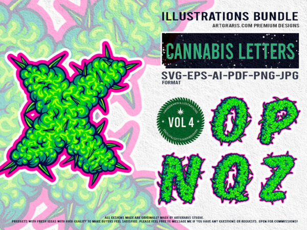 Cannabis graphics artistic typography and symbolism