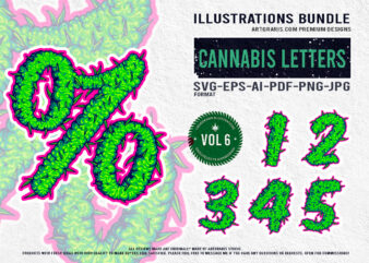 Numerical Cannabis-Inspired Symbols and Characters Illustrations