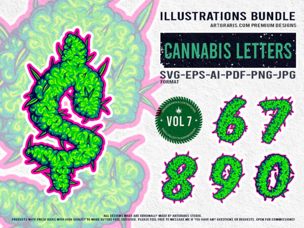 High numbers marijuana numerals illustration pack graphic t shirt