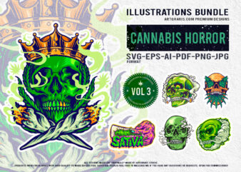 Colorful Halloween Collection of Creepy Skulls and Cannabis Themes t shirt vector file