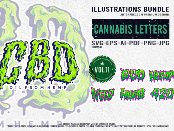 Creative typography alternative cannabis terminology designs