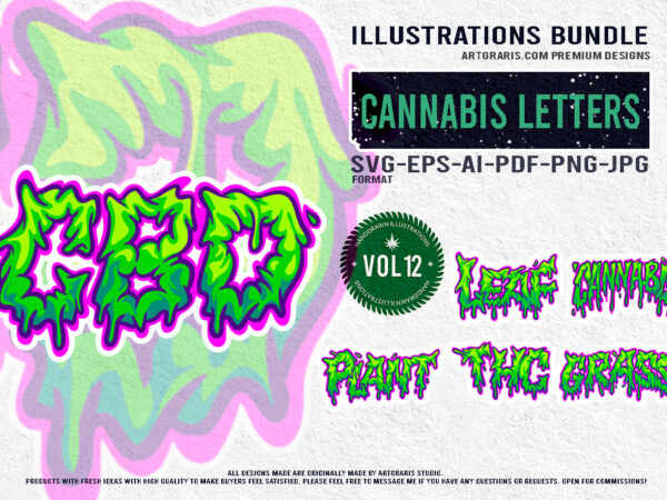 Typography of cannabis exploring alternative terms and styles t shirt designs for sale