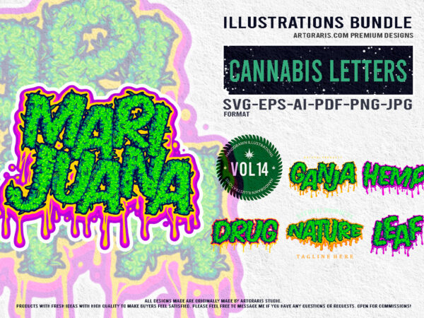 Cannabis script visual lexicon design illustration