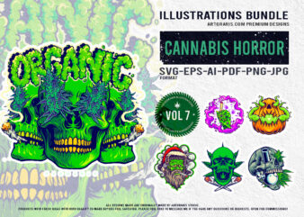 Whimsical Cannabis and Halloween Skull Art Bundle