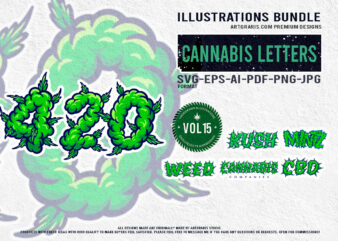 Herbal Alphabet Cannabis Themed Typography Illustrations