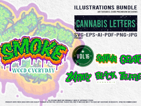 Green typography cannabis inspired designs