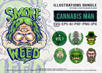 Quirky Cannabis Culture Themed Bundle Illustrations