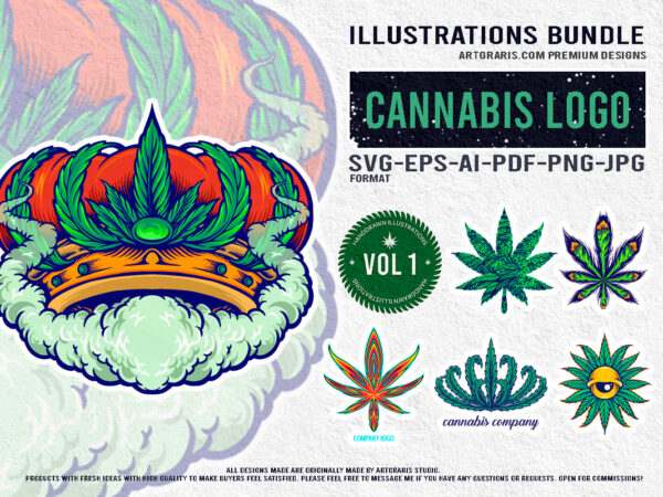 Creative cannabis logo designs illustration