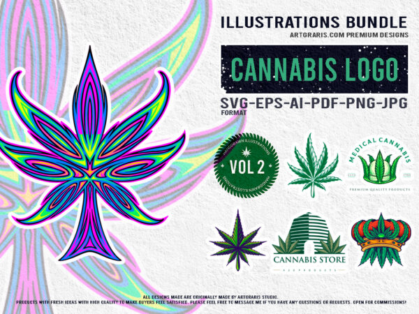 Cannabis themed logo branding illustrations t shirt vector file