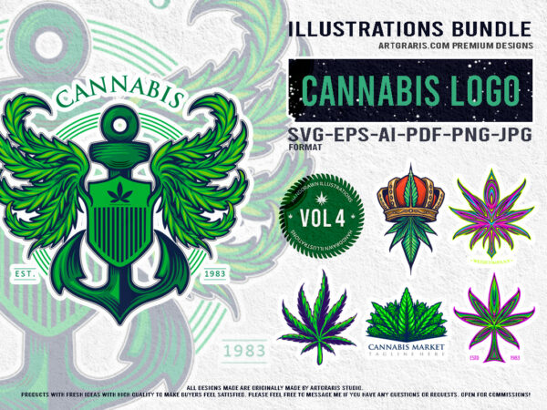 Whimsical logo cannabis collection for creative designs