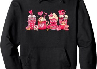 Cream Latte Coffee with Hearts Funny Valentine’s Day Pullover Hoodie