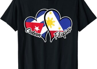 Cuba Philippines Flag Heart Half Cuban Half Filipino T-Shirt