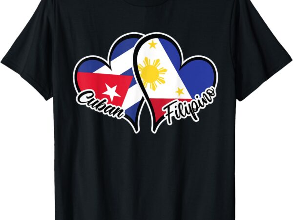 Cuba philippines flag heart half cuban half filipino t-shirt