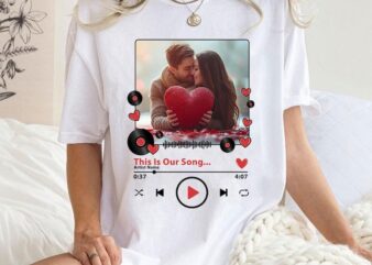 Custom Couple Photo, Love Song – Artist Name, Custom Photo and Music Magnet Anniversary, Valentine’s Day Shirt, Couple Shirt