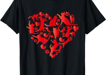 Cute Cat Valentines Day Cat Heart Happy Meowentine’s Day T-Shirt