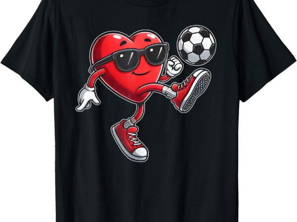 Cute heart playing soccer valentines day soccer boys kids t-shirt