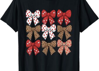 Cute Leopard Cheetah Print Coquette Bows Girl Ribbon Bow T-Shirt