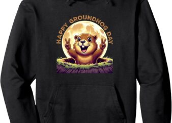 Cute Retro Groundhog Day 2025 Funny Animal Holiday Pullover Hoodie